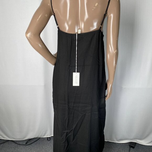 NEW LAUDE THE LABEL Women's 90s Maxi Slip Dress Black Size M Crepe Drape Strappy - Picture 6 of 8